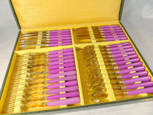 Load image into Gallery viewer, ART DECO French Dessert Set 36 pieces Bakelite Gilded Metal Table BOX 1930