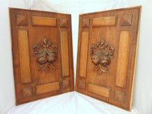 Load image into Gallery viewer, 23&quot; Antique French Carved Wood Panel Gothic PAIR Fruits Salvage + Ribbons Bow
