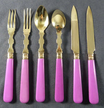 Load image into Gallery viewer, ART DECO French Dessert Set 36 pieces Bakelite Gilded Metal Table BOX 1930