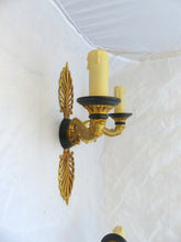 Load image into Gallery viewer, Antique PAIR French Empire Wall Light Sconce 2 Lights Swan Gilded Bronze 1900