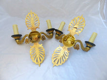 Load image into Gallery viewer, Antique PAIR French Empire Wall Light Sconce 2 Lights Swan Gilded Bronze 1900