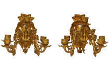 Load image into Gallery viewer, Rare Antique FRENCH Pair Gilded Bronze Wall Light Sconce Candlestick 19TH Church