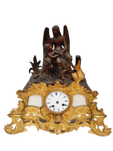 Load image into Gallery viewer, 16" Gorgeous Antique French Spelter Gilded Bronze Clock 19TH Paris Rococo Angel
