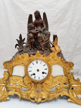 Load image into Gallery viewer, 16" Gorgeous Antique French Spelter Gilded Bronze Clock 19TH Paris Rococo Angel