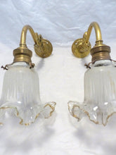 Load image into Gallery viewer, Antique PAIR French Gilded Bronze Wall Light Sconce Chimera 2x Rare Shades
