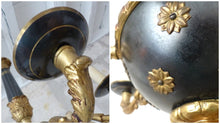 Load image into Gallery viewer, XL Antique French 6 Arms Ormolu Bronze Tole Chandelier Ceiling Empire Style RARE
