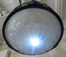 Load image into Gallery viewer, XL Large Antique French ART DECO Ceiling Suspension Chandelier 1930 Signed DEGUE
