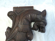Load image into Gallery viewer, RARE Pair Huge 18" Gothic Oak Wood Carved Wall Console French 19th Foot lamp
