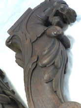 Load image into Gallery viewer, RARE Pair Huge 18" Gothic Oak Wood Carved Wall Console French 19th Foot lamp