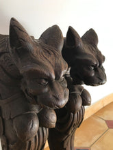 Load image into Gallery viewer, RARE Pair Huge 18" Gothic Oak Wood Carved Wall Console French 19th Foot lamp