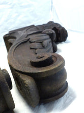 Load image into Gallery viewer, RARE Pair Huge 18" Gothic Oak Wood Carved Wall Console French 19th Foot lamp