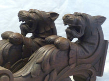 Load image into Gallery viewer, RARE Pair Huge 18" Gothic Oak Wood Carved Wall Console French 19th Foot lamp