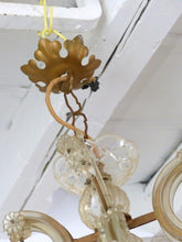 Load image into Gallery viewer, Gorgeous antique 1940 Venetian Murano Ball Ceiling Chandelier Crystal Prism Cage
