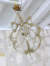 Load image into Gallery viewer, Gorgeous antique 1940 Venetian Murano Ball Ceiling Chandelier Crystal Prism Cage
