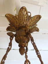 Load image into Gallery viewer, 1900 Gorgeous Antique French Carved Alabaster Pendant Chandelier Ceiling Cherub
