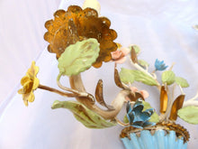 Load image into Gallery viewer, Charming Florentine PAIR Wall Light Enameld Metal Tole Flowers 1950 Italian