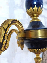 Load image into Gallery viewer, 1930 Gorgeous Antique French Bronze RARE Cobalt Porcelain Chandelier Louis XVI