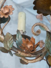 Load image into Gallery viewer, Gorgeous Italian Vintage Tole Louis XVI Chandelier iron Flower Foliage 1950
