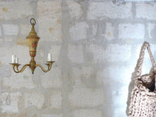 Load image into Gallery viewer, French Antique Chandelier 4 Lights Painted Tole 19TH Directoire Empire Style
