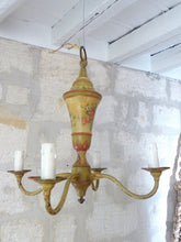 Load image into Gallery viewer, French Antique Chandelier 4 Lights Painted Tole 19TH Directoire Empire Style

