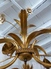 Load image into Gallery viewer, Nice Gilded Enameled Flower Chandelier Ceiling 70' Regency Mid Century HANS KOGL
