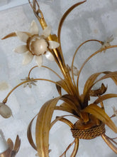 Load image into Gallery viewer, Nice Gilded Enameled Flower Chandelier Ceiling 70' Regency Mid Century HANS KOGL