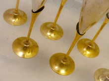 Load image into Gallery viewer, Charming Set of x6 Vintage Champagne Flutes - Brass & Gilded Metal - 9"