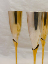 Load image into Gallery viewer, Charming Set of x6 Vintage Champagne Flutes - Brass & Gilded Metal - 9"