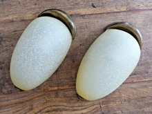 Load image into Gallery viewer, Vintage RARE Pair Wall Lights Space Age Spotted Glass & Bronze Lamp 1970