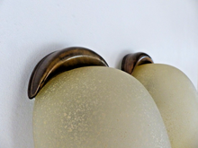 Load image into Gallery viewer, Vintage RARE Pair Wall Lights Space Age Spotted Glass & Bronze Lamp 1970