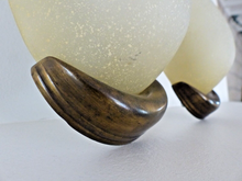 Load image into Gallery viewer, Vintage RARE Pair Wall Lights Space Age Spotted Glass & Bronze Lamp 1970