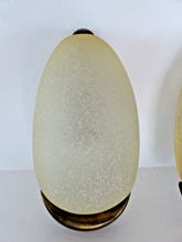 Load image into Gallery viewer, Vintage RARE Pair Wall Lights Space Age Spotted Glass & Bronze Lamp 1970