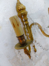 Load image into Gallery viewer, Antique PAIR French Empire Wall Light Sconce 2 Lights Torch Gilded Bronze 1950

