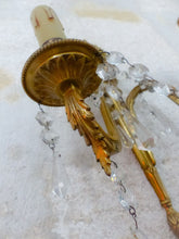 Load image into Gallery viewer, Antique PAIR French Empire Wall Light Sconce 2 Lights Torch Gilded Bronze 1950