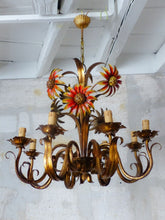 Load image into Gallery viewer, OMG Large Chandelier Ceiling 70's Sunflower Hollywood Regency Mid Century KOGL