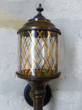 Load image into Gallery viewer, Antique Empire Style French Pair Brass Torch Wall Lights sconce Glass Lamp 1930