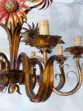 Load image into Gallery viewer, OMG Large Chandelier Ceiling 70's Sunflower Hollywood Regency Mid Century KOGL