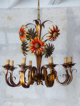 Load image into Gallery viewer, OMG Large Chandelier Ceiling 70's Sunflower Hollywood Regency Mid Century KOGL