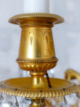 Load image into Gallery viewer, 19TH Antique French 4 Arms Ormolu Bronze Chandelier with Rams Crystal Ceiling