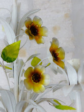 Load image into Gallery viewer, Charming Florentine Chandelier Tole Painted Metal Flowers 60's Italian Ceiling