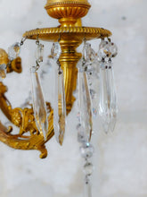 Load image into Gallery viewer, 19TH Antique French 4 Arms Ormolu Bronze Chandelier with Rams Crystal Ceiling