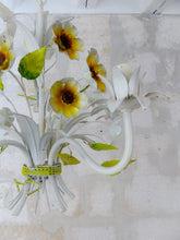 Load image into Gallery viewer, Charming Florentine Chandelier Tole Painted Metal Flowers 60's Italian Ceiling