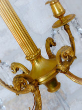 Load image into Gallery viewer, 19TH Antique French 4 Arms Ormolu Bronze Chandelier with Rams Crystal Ceiling
