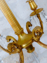Load image into Gallery viewer, 19TH Antique French 4 Arms Ormolu Bronze Chandelier with Rams Crystal Ceiling
