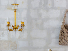 Load image into Gallery viewer, 19TH Antique French 4 Arms Ormolu Bronze Chandelier with Rams Crystal Ceiling