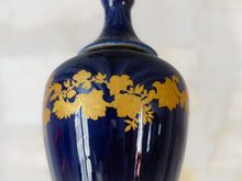 Load image into Gallery viewer, XL SEVRES French Mid-Century Bronze 12 Fires Chandelier Cobalt Porcelain Flowers