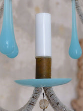 Load image into Gallery viewer, Vintage Little Chandelier Aqua Blue Opaline Drops Cup Beads 1960 MURANO RARE