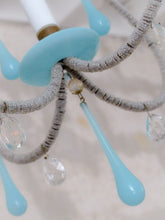 Load image into Gallery viewer, Vintage Little Chandelier Aqua Blue Opaline Drops Cup Beads 1960 MURANO RARE