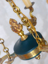 Load image into Gallery viewer, 1950 Vintage French 3 Swans Arms Ormolu Bronze Brass Chandelier Ceiling Empire