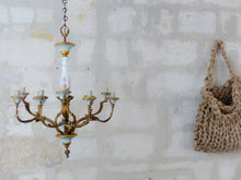 Load image into Gallery viewer, SEVRES French Mid-Century Bronze 9 Fires Chandelier Gilded Porcelain - Louis XV